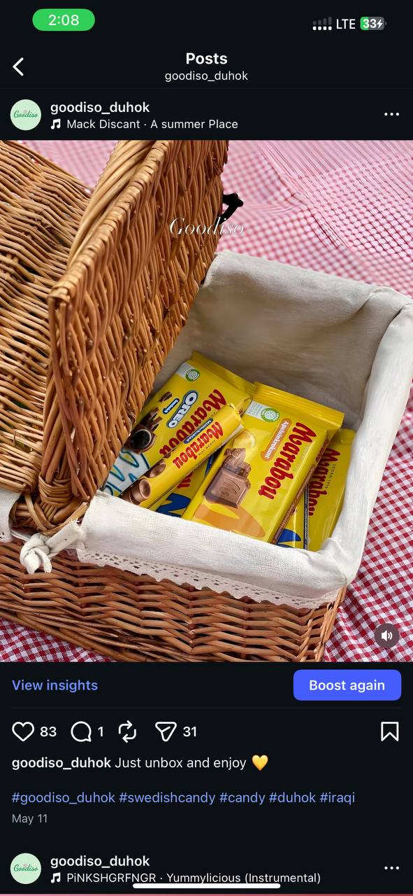 Goodiso Instagram post with a picnic basket